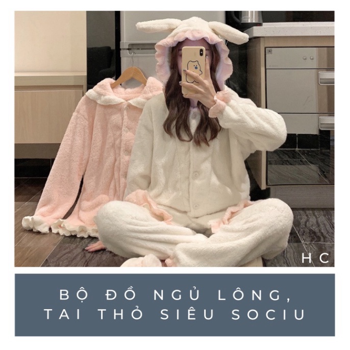 Bộ đồ ngủ, bộ gấu nỉ mix rúa gấu, vải lông dày dặn, thiết kế cá tính, phù hợp mặc ở nhà hoặc đi ra ngoài đường, đi dạo