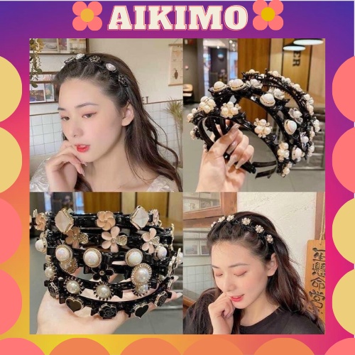 Bờm tóc đính hoa có Kẹp Giữ Tóc Tạo Độ Phồng Siêu Xinh Hot Tiktok Aikimo BK