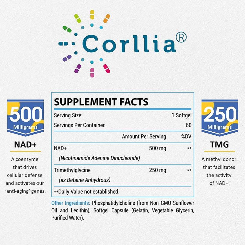 Viên NMN Corllia Liposomal NAD + 500mg Chống Lão Hóa, Sửa Chữa Tế Bào Dạng Active  Nicotinamide Mononucleotide