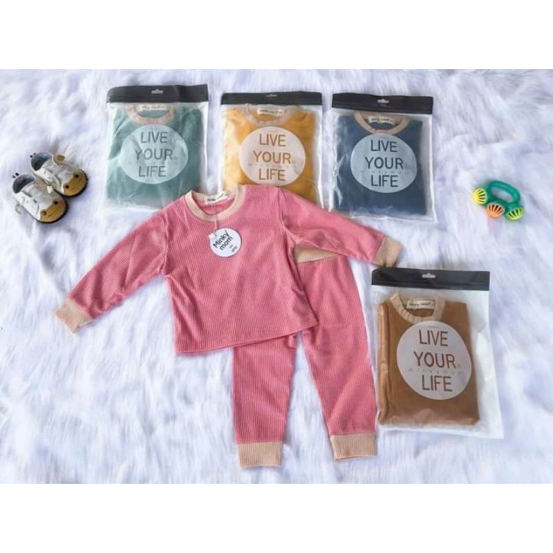 ĐỒ BỘ DÀI TAY MINKY MOM THU ĐÔNG THUN GÂn Cho be Size từ 5-17kg