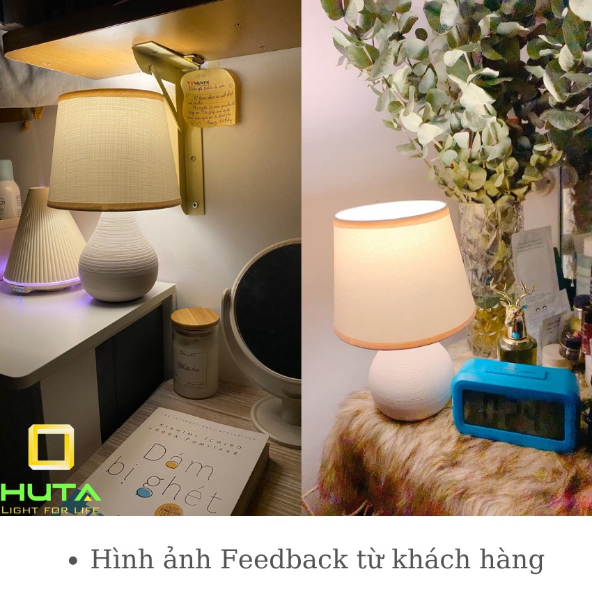 COMBO 2 Đèn Ngủ Để Bàn Thân Gốm Sứ, Dimmer Điều Chỉnh Tăng Giảm Sáng, Bóng Led, Decor, Mã S1 - Shop HUTA Light For Life