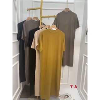 Váy len lông thỏ trơn dáng suông