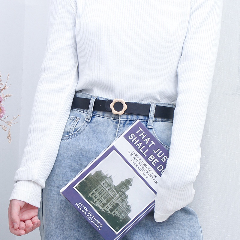 Thắt Lưng Da Khóa Kim Loại Hình Hoa Phong Cách Boho Cho Nữ