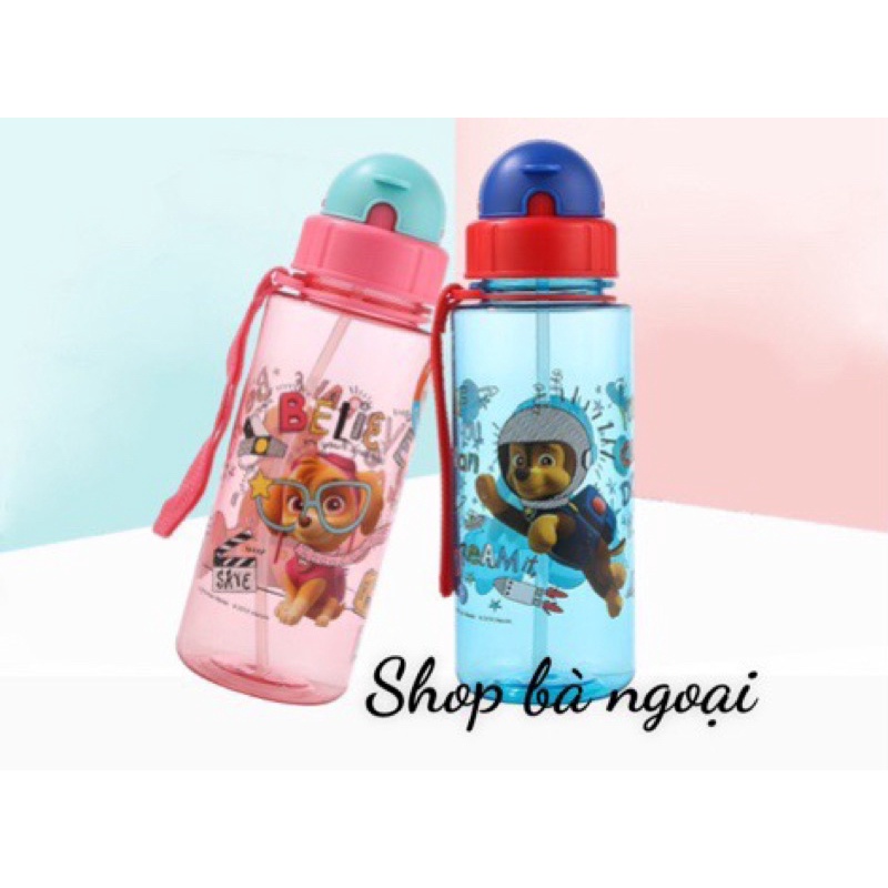 Bình nước cho bé, bình nước trẻ em paw patrol chú chó cứu hộ cho bé mang đi học đi chơi