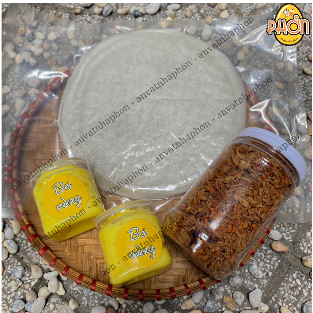 COMBO SIÊU BƠ Bánh tráng phơi sương, 1 hủ muối tép hành phi, 2 hủ bơ - Ăn Vặt Nhà Phởn