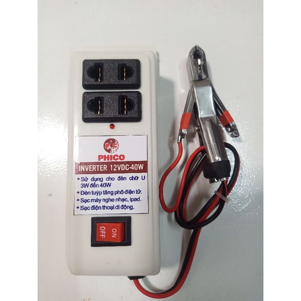 Inverter chuyển điện 12v sang 220v từ bình xe máy, ô tô 40W