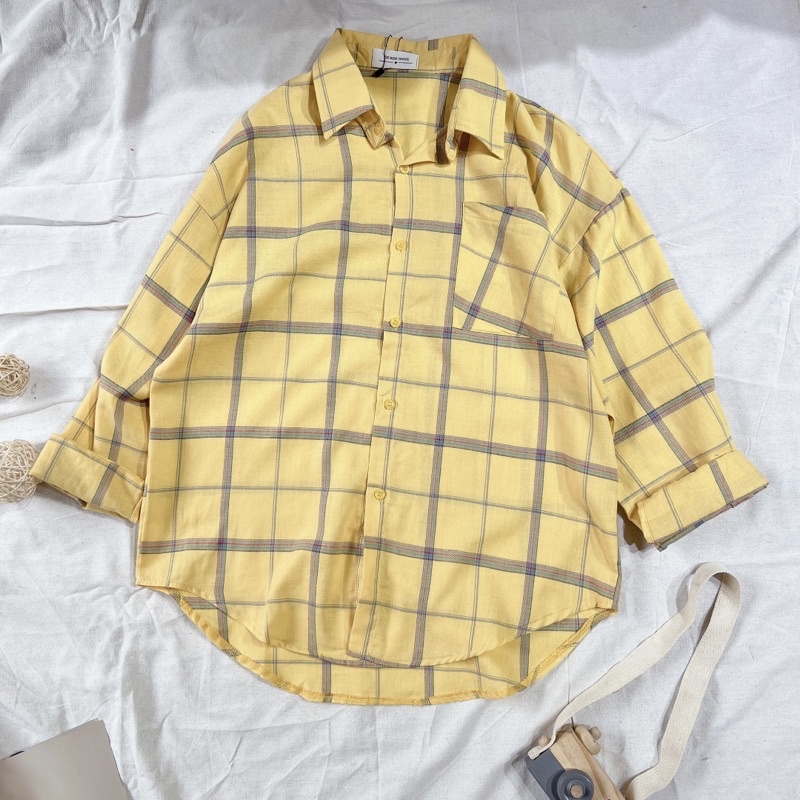 LOVI SHOP Áo sơ mi caro 1 túi nhiều màu vải mỏng Lovi