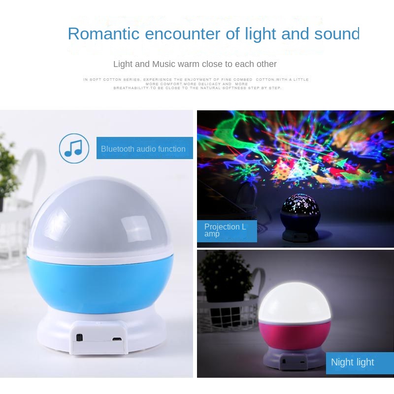 Đèn Ngủ led Xoay Kết Nối Bluetooth Hình Bầu Trời Sao Kèm Điều Khiển Từ Xa