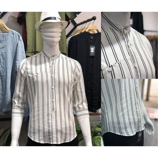 ÁO ĐŨI CỔ TÀU TAY LỠ KẺ SỌC