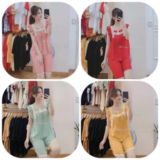 Xả kho bộ mặc nhà đũi pha ren nữ siêu hot