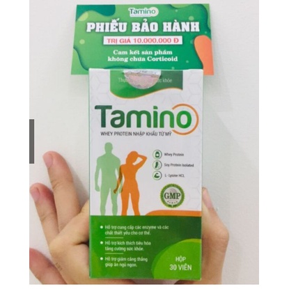 Tăng cân TAMINO nhập khẩu đạm Whey từ Mỹ hộp 30v hỗ trợ cải thiện cân nặng, giúp ăn ngủ ngon thay đổi vóc dáng