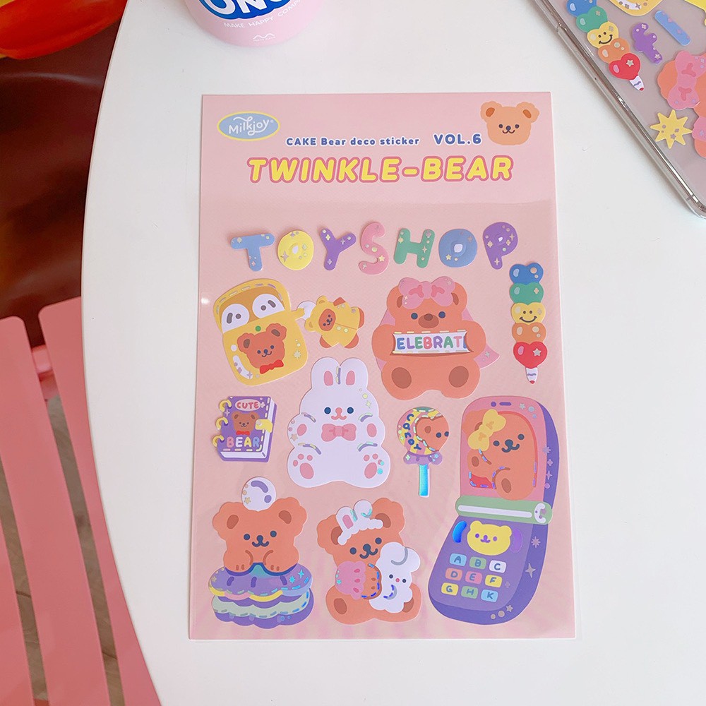 Hình dán Gấu dán sổ đồ dùng học tập, sticker cute trang trí bàn học Sumi