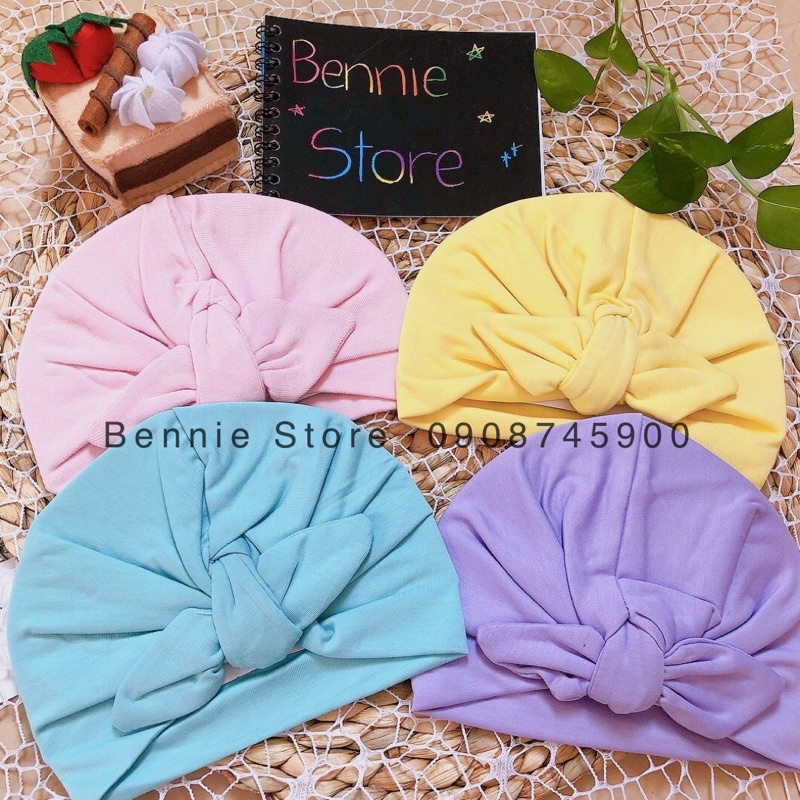 Nón turban cho bé, Nón vải mềm co giãn siêu tốt thắt nơ cực xinh