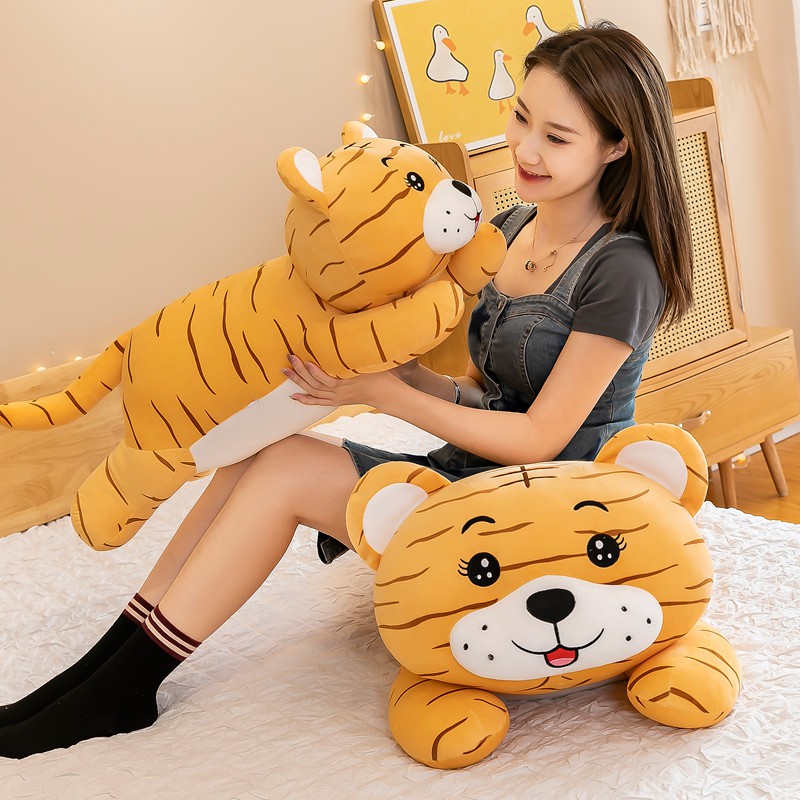 BÔNG HÌNH HỔ VẰN CAO CẤP SIZE 80CM- 1M1. Thú Nhồi Bông Chú Hổ Đáng Yêu. Chất Vải Nhung Mềm Mịn, Vải Co giãn 4 Chi