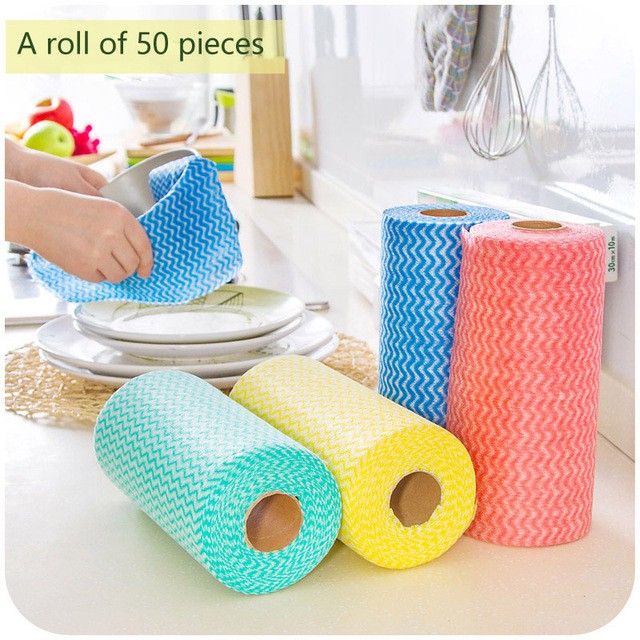 Cuộn khăn vải không dệt lau chén đĩa ( 50 miếng) LOẠI 1