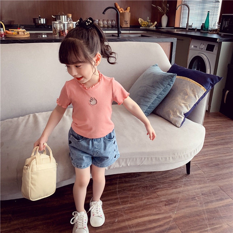 Áo thun tay ngắn phong cách Hàn Quốc thời trang mùa hè 2021 mới cho bé gái