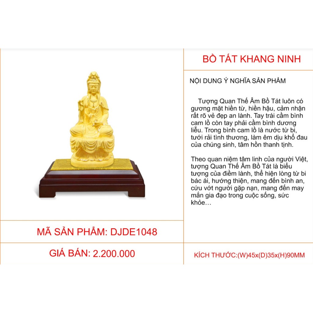 Quà tặng Kim Bảo Phúc DOJI - Bồ Tát Khang Ninh DJDE1048