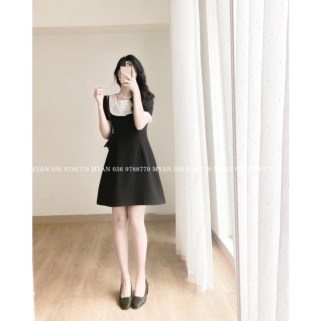 Váy Xòe Chữ A Dáng Ngắn Màu Đen Cổ Cách Điệu MYAN - Vvn022204