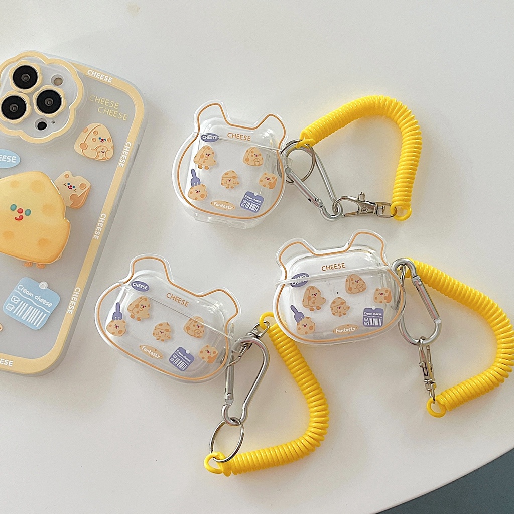 Vỏ Bảo Vệ Hộp Sạc Tai Nghe Airpod 1 2 3 pro Bằng tpu Mềm Hình Gấu Phô Mai Dễ Thương