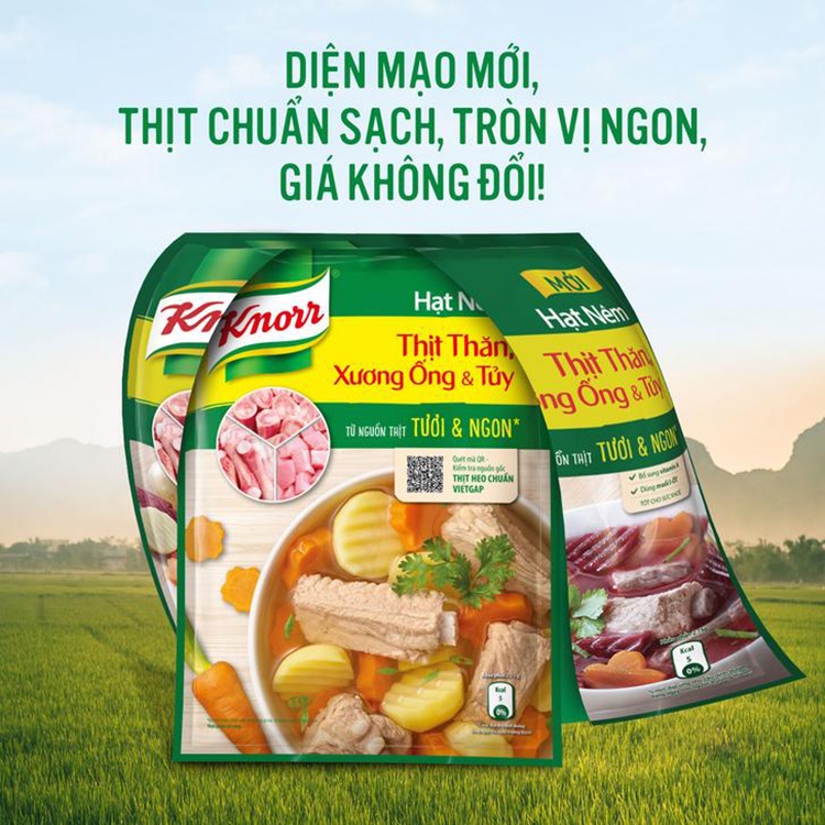 Hạt Nêm Knorr Từ Thịt Thăn, Xương Ống Và Tủy Bổ Sung Vitamin A 400 Gram / 16  Gói