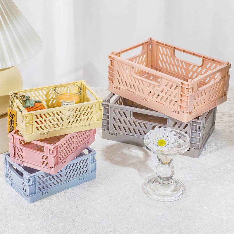 Rổ đựng đồ để bàn gấp gọn lại được dành cho học sinh nhân viên văn phòng sử dụng tại nhà