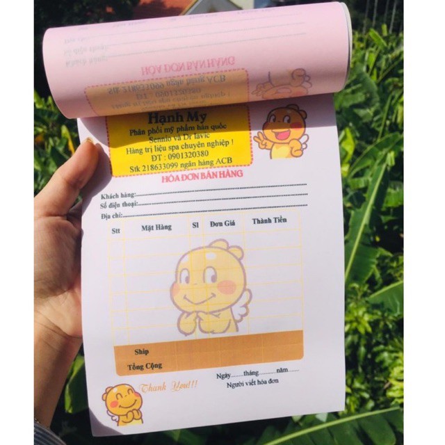 Hoá đơn cuốn in hình in nội dung theo yêu cầu loại 1 liên 2 liên giá rẻ