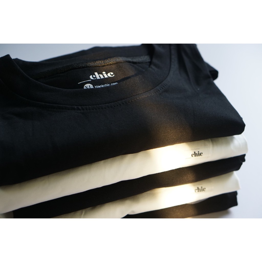 Áo thun trơn BlankChic Basic Tee UNISEX Cotton Cổ Tròn Tay Lỡ nam nữ 2 màu trắng đen | BigBuy360 - bigbuy360.vn