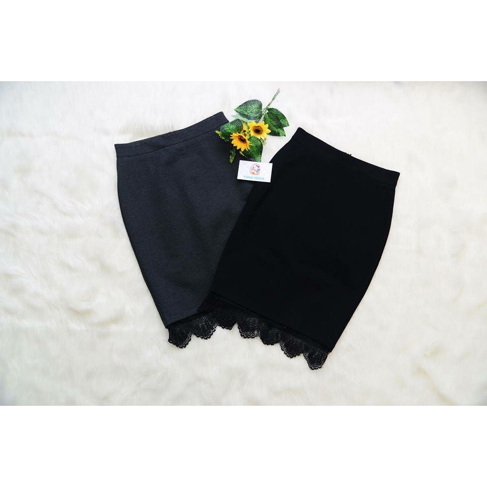 Chân váy bút chì phối ren