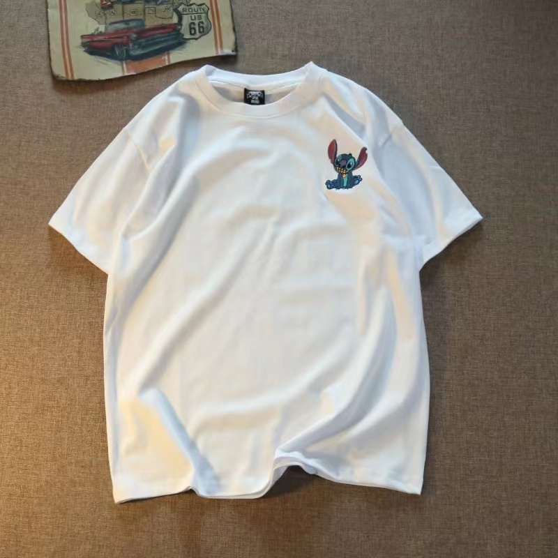 Áo Thun Tay Ngắn In Hoạt Hình Stitch Dễ Thương Cho Nam Và Nữ