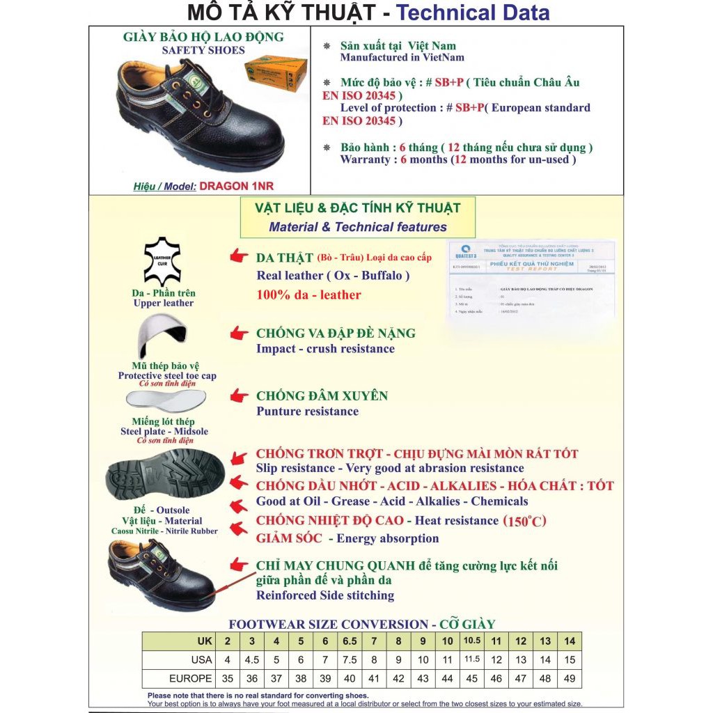 HÀNG CHÍNH HÃNG Giày bảo Hộ Cao Cấp DRAGON 1NR | BigBuy360 - bigbuy360.vn