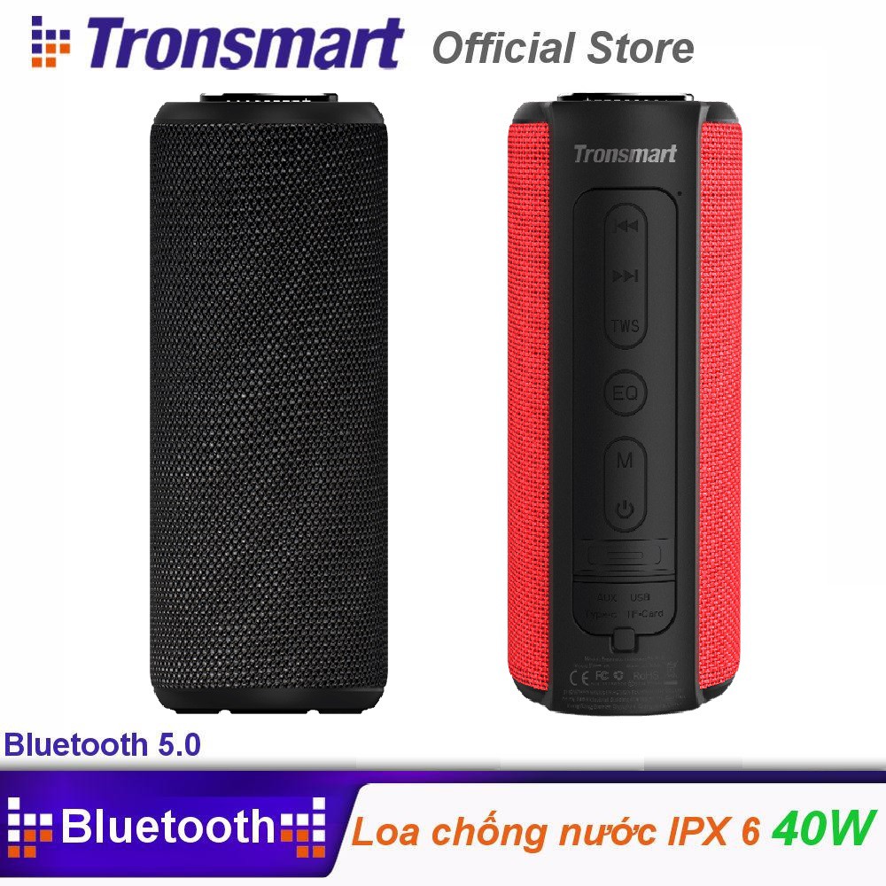 Loa Bluetooth 5.0 40w Tronsmart T6 Plus/ Upgrade, ghép đôi 2 loa ra 80w cực lớn