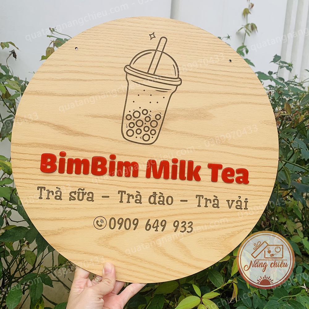 Bảng hiệu trang trí quán trà sữa, decor quán cà phê , trang trí cửa hàng khắc theo yêu cầu