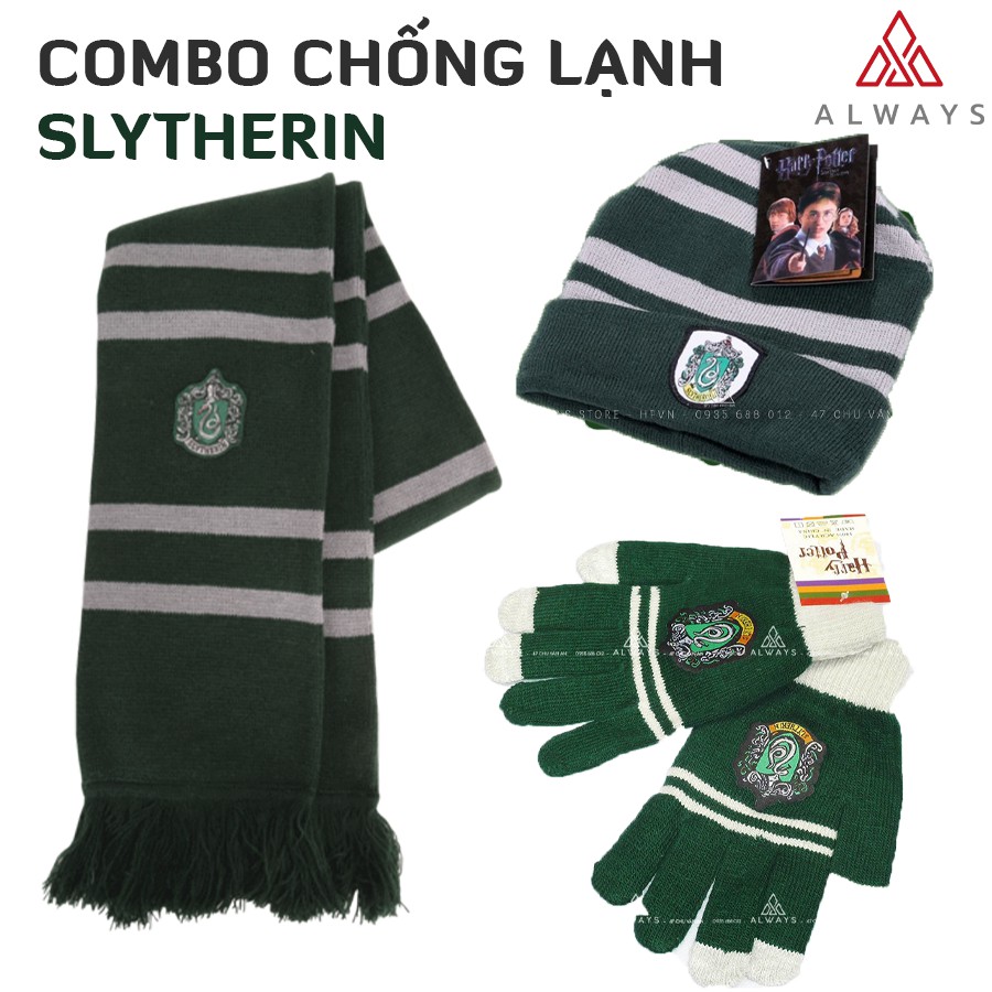 COMBO chống lạnh cho fan Harry Potter - KHĂN LEN DÀY, BAO TAY LEN, MŨ LEN