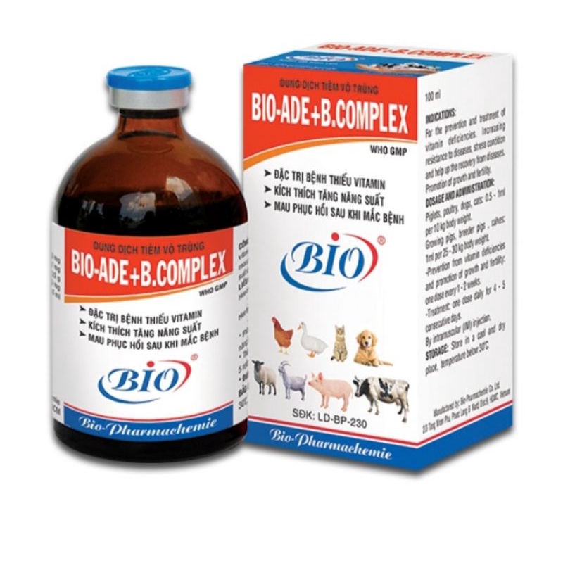 1 chai Bio ADE Bcomplex 100ml bồi dưỡng cho vật nuôi