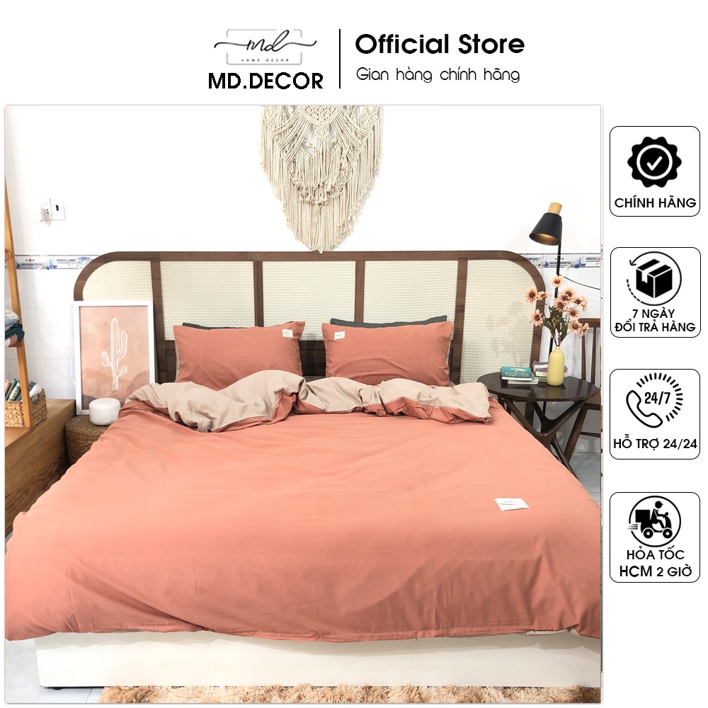 Bộ chăn ga gối Cotton Tici MD.Decor - Bedding nhập khẩu phong cách hàn quốc trơn màu nhiều kích thước M2,M4, M6, M8