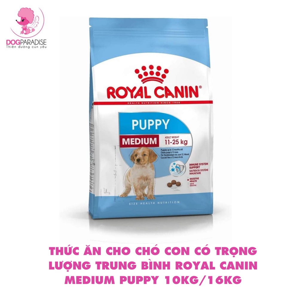 Thức ăn cho chó con có trọng lượng trung bình Royal Canin Medium Puppy bao lớn 10kg/16kg - Dog Paradise