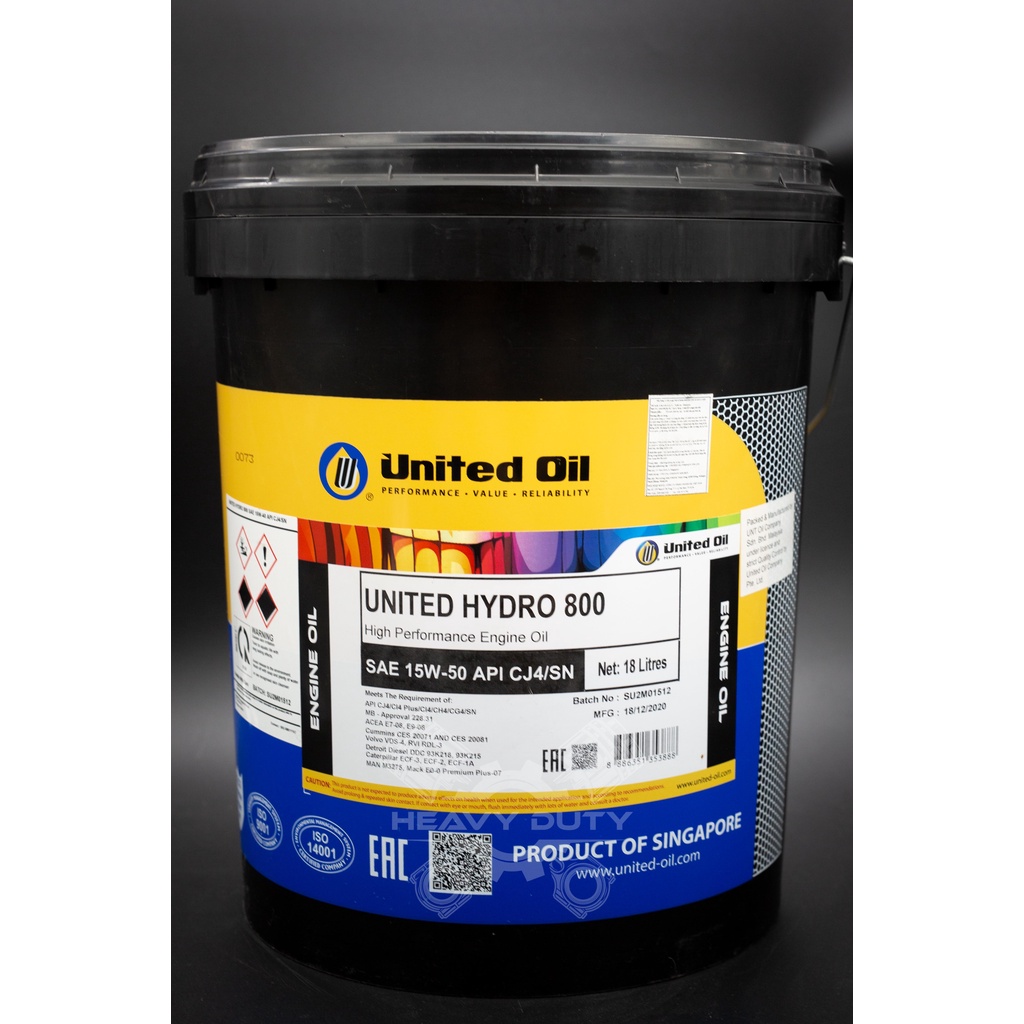 Nhớt Xe Tải Xăng Dầu Cao Cấp - United Hydro 800 CJ-4/SN [18L] [24.000KM]