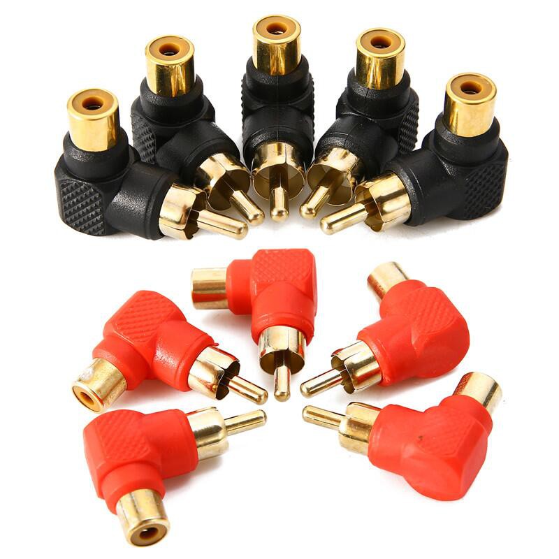 Bộ chuyển đổi ổ cắm RCA sang đầu cắm RCA góc phải nối dây âm thanh và video