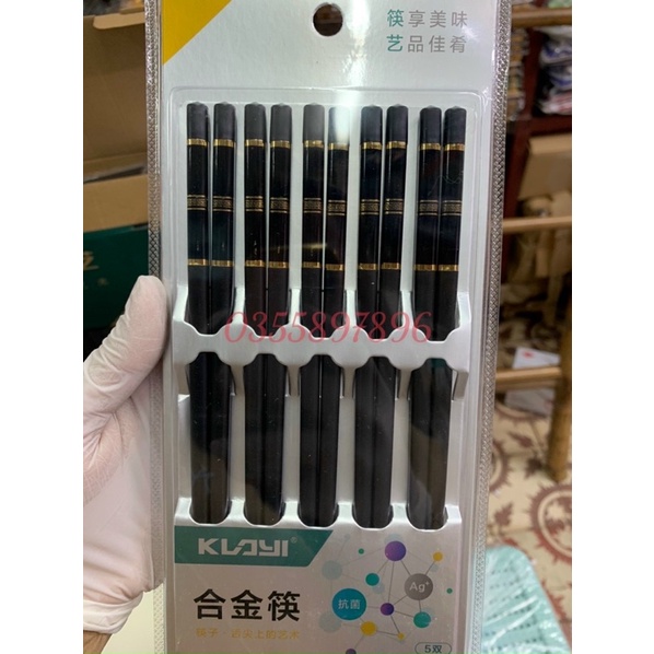 Set 5 đôi đũa hợp kim mạ đầu vàng Xuất Nhật