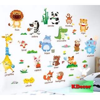 [Mẫu mới] Decal dán tường Vườn thú Tiếng Anh cao cấp