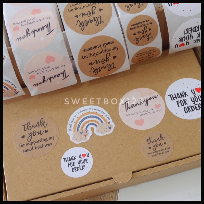Nhãn Dán Cuộn Sticker 500 Tem Thank You - Nhãn Dán Cám Ơn Khách Hàng Kraft Và Các Mẫu Màu Sắc Dễ Thương