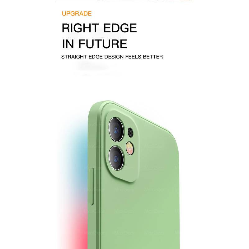 Ốp điện thoại silicon dẻo mềm dáng vuông màu trơn sang trọng cho iPhone12 13 Pro Max Mini iPhone12 iPhone13