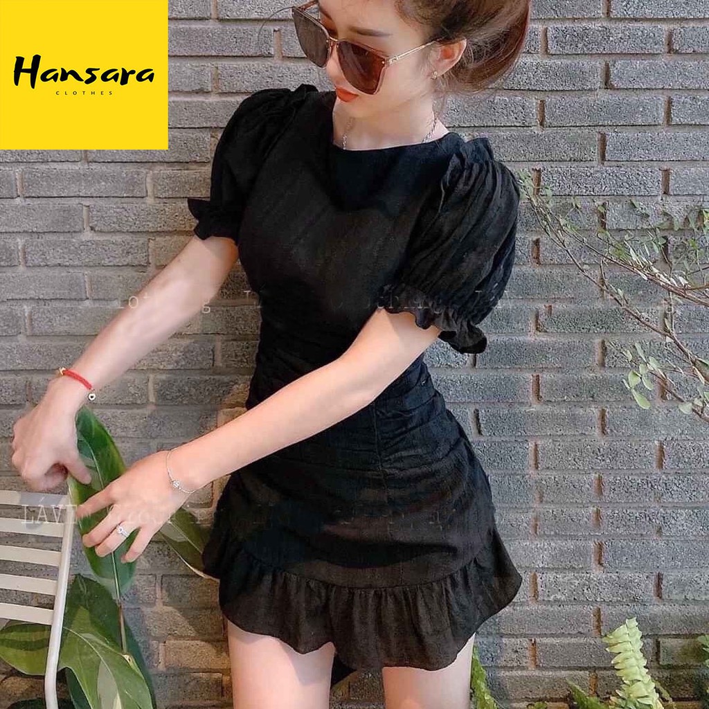 Váy Đầm Tay Xòe Đuôi Cá 3 Màu Nữ Tính (Đen, Hồng, Trắng) Thời Trang Nữ Bonucci | BigBuy360 - bigbuy360.vn