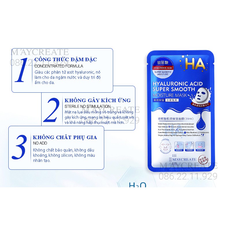 Mặt Nạ Dưỡng Ẩm Dưỡng Trắng Da HA Maycreate Mask Ha 1 miếng Hàng Nội Địa Trung | BigBuy360 - bigbuy360.vn