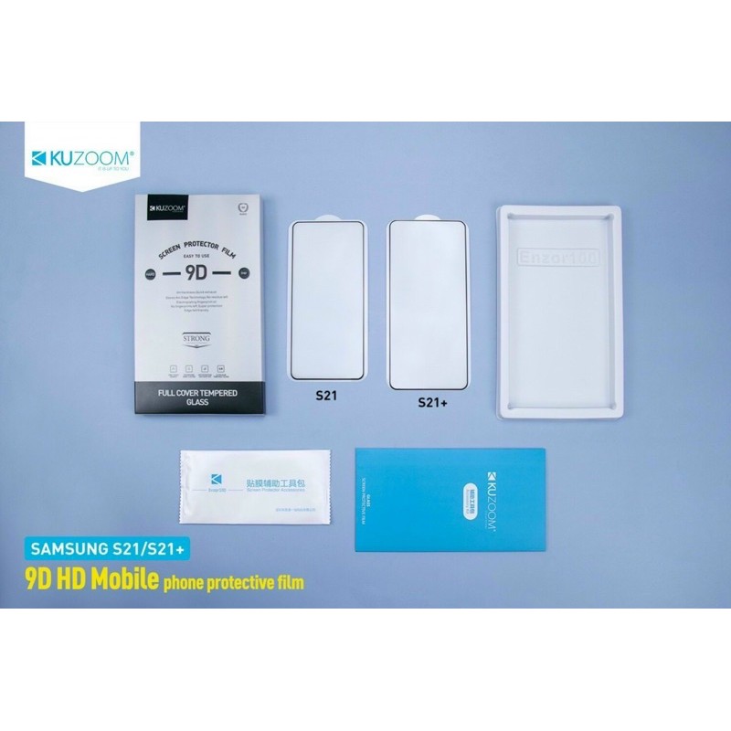Kính cường lực Full màn cho Samsung S21, S21 Plus, S21 Ultra, S21 FE chính hãng Kuzoom siêu mỏng, siêu bền, Cao cấp