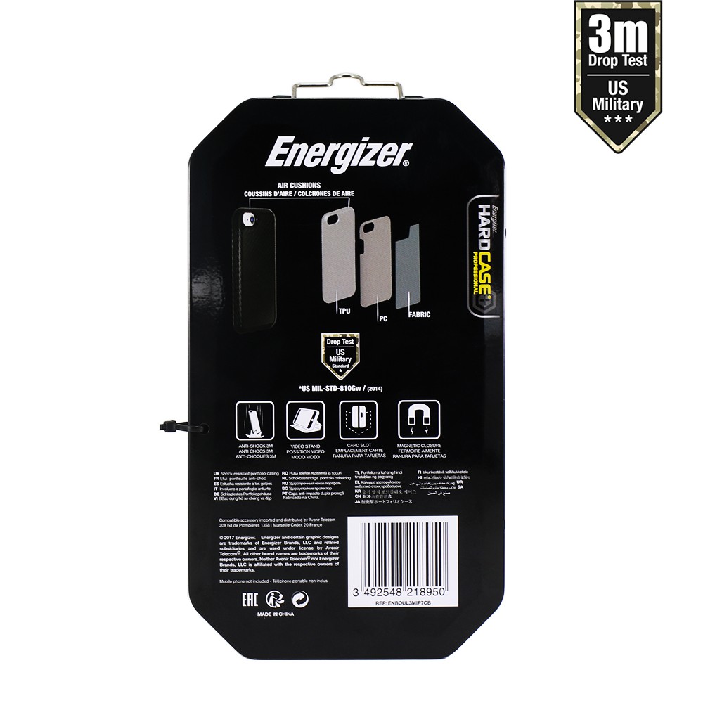 Combo sạc dự phòng 10,000mAh UE10053 + Bao gập Energizer carbon chống sốc 3m cho iPhone 6/7/8 - ENBOUL3MIP7CB