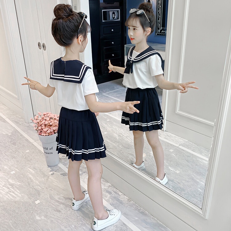 Bộ Đầm Thủy Thủ Thời Trang Mùa Hè Phong Cách Phương Tây Hàng Mới 2022 Dành Cho Bé Gái