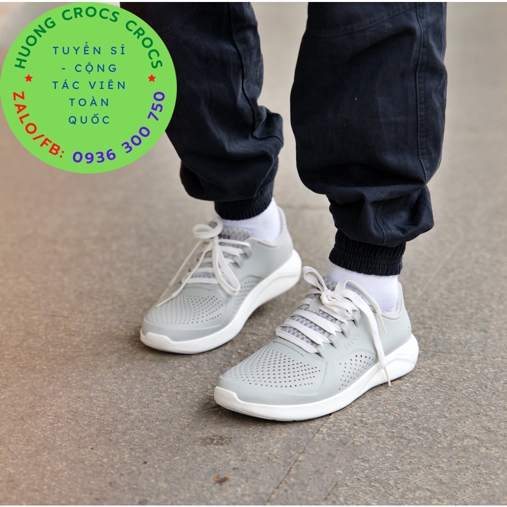GIÀY NHỰA CROCS LITERIDE PACER XỊN ĐÉT CHO NAM MÀU XÁM FULL BOX