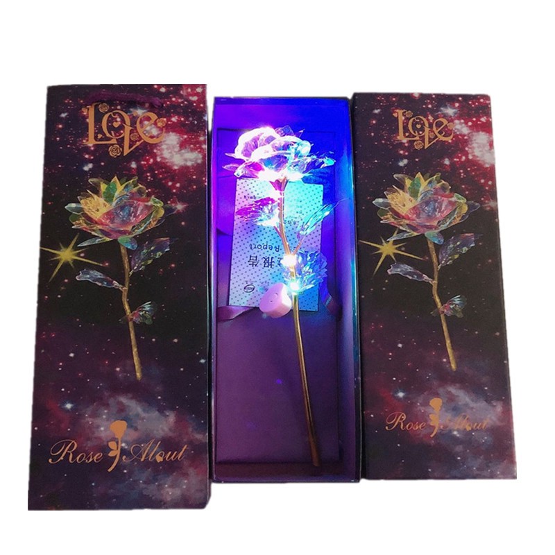 Valentine's Day Gift 24K Colorful Golden LED Decorative Rose