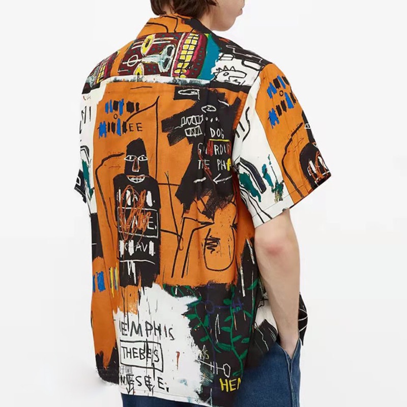 Áo Sơ Mi Ngắn Tay Plus Size Họa Tiết Graffiti WACKO MARIA Cho Nam Nữ